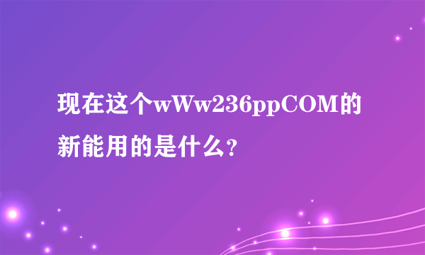 现在这个wWw236ppCOM的新能用的是什么？