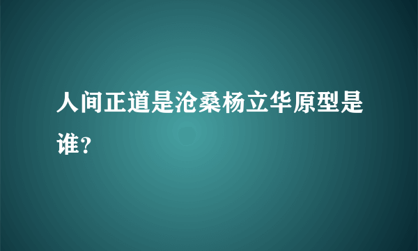 人间正道是沧桑杨立华原型是谁？