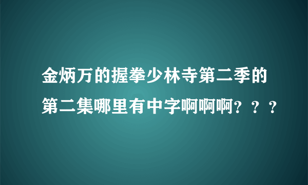 金炳万的握拳少林寺第二季的第二集哪里有中字啊啊啊？？？