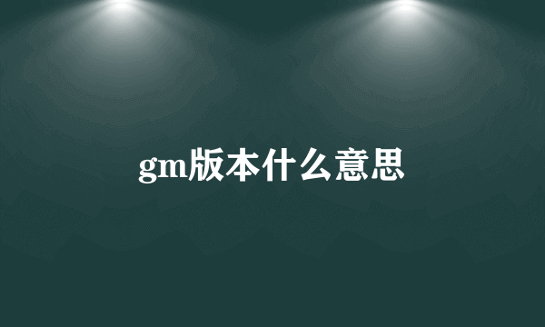 gm版本什么意思