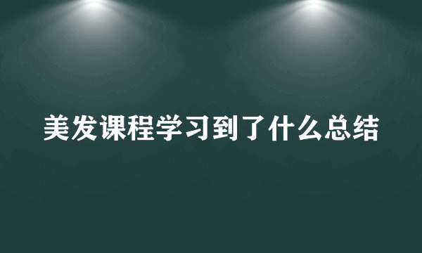 美发课程学习到了什么总结