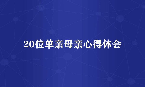 20位单亲母亲心得体会