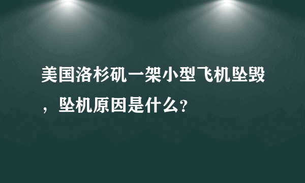 美国洛杉矶一架小型飞机坠毁，坠机原因是什么？