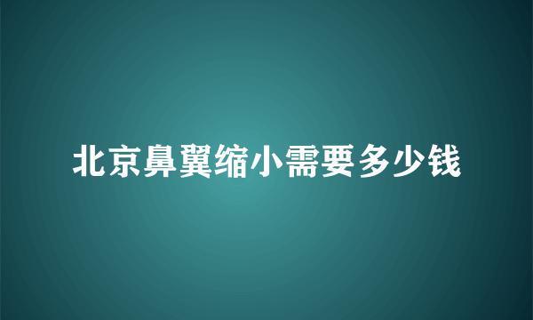 北京鼻翼缩小需要多少钱