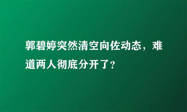 郭碧婷突然清空向佐动态，难道两人彻底分开了？