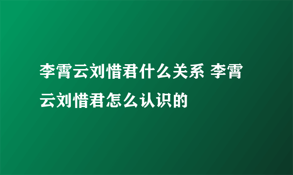 李霄云刘惜君什么关系 李霄云刘惜君怎么认识的