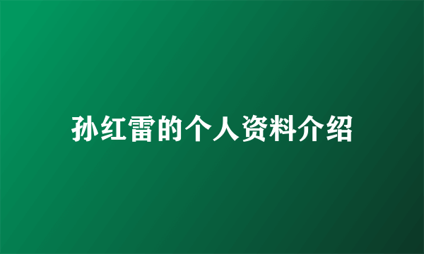 孙红雷的个人资料介绍