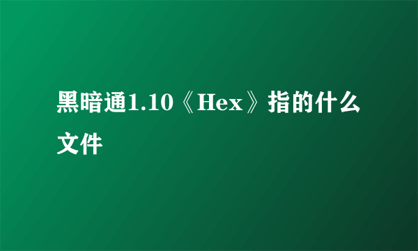 黑暗通1.10《Hex》指的什么文件