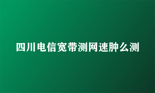 四川电信宽带测网速肿么测