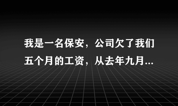 我是一名保安，公司欠了我们五个月的工资，从去年九月份到现在一分钱没发，公司说政府没钱给保洁公司，所以没给我们发。