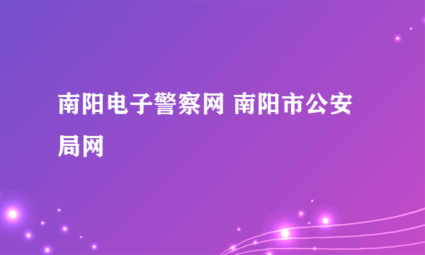 南阳电子警察网 南阳市公安局网