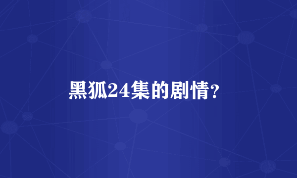 黑狐24集的剧情？