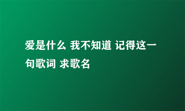 爱是什么 我不知道 记得这一句歌词 求歌名