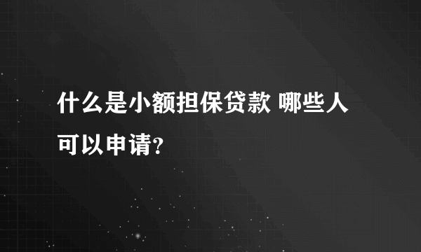 什么是小额担保贷款 哪些人可以申请？