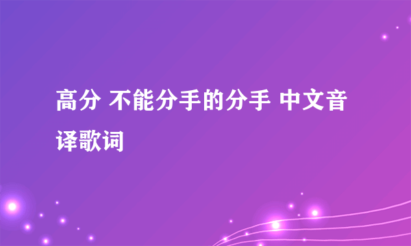 高分 不能分手的分手 中文音译歌词