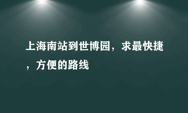 上海南站到世博园，求最快捷，方便的路线