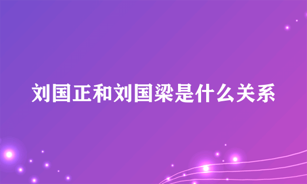 刘国正和刘国梁是什么关系