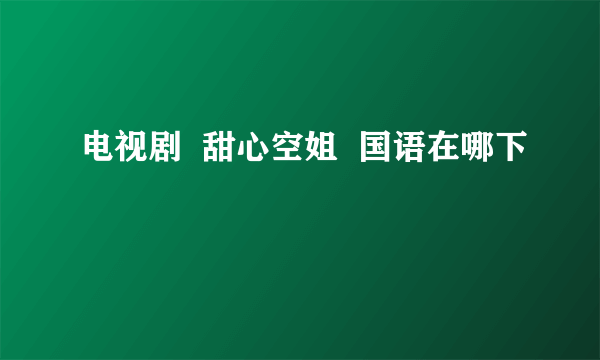 电视剧  甜心空姐  国语在哪下