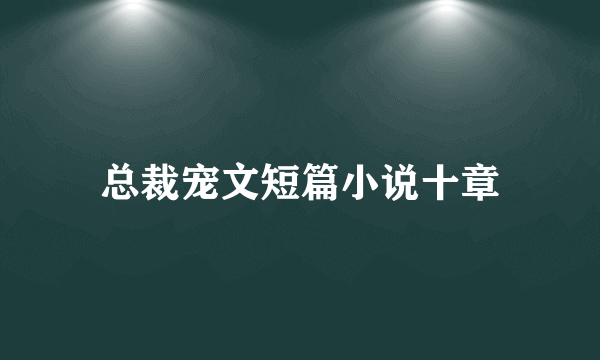 总裁宠文短篇小说十章