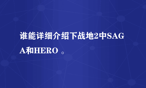 谁能详细介绍下战地2中SAGA和HERO 。