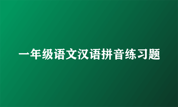 一年级语文汉语拼音练习题