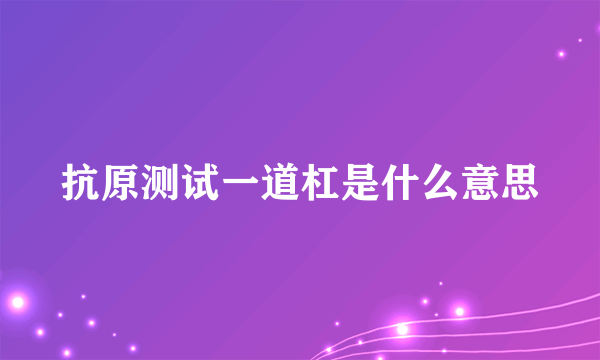 抗原测试一道杠是什么意思