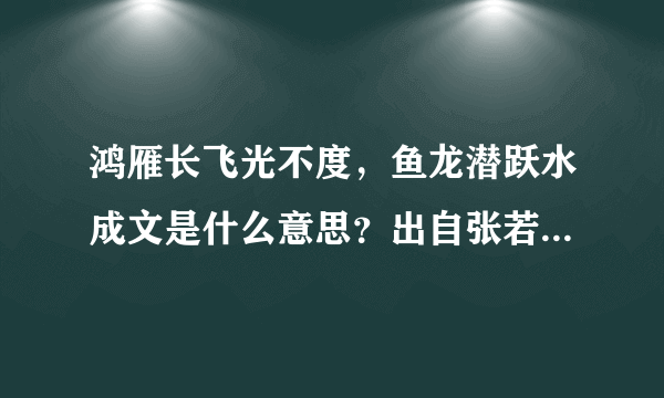 鸿雁长飞光不度，鱼龙潜跃水成文是什么意思？出自张若虚春江花月夜