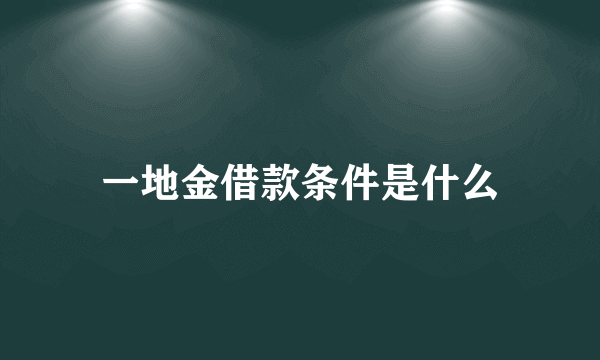 一地金借款条件是什么