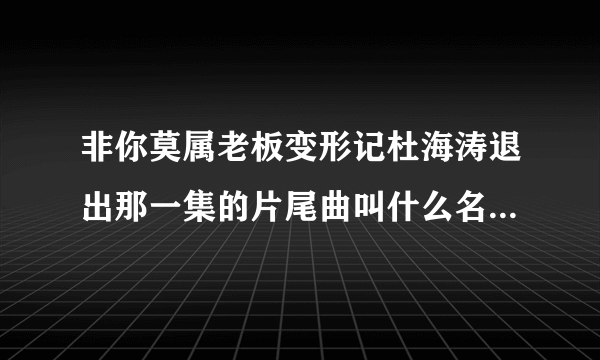 非你莫属老板变形记杜海涛退出那一集的片尾曲叫什么名啊？？？