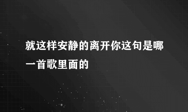 就这样安静的离开你这句是哪一首歌里面的