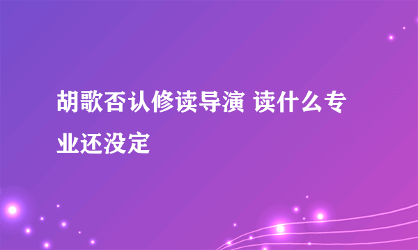 胡歌否认修读导演 读什么专业还没定