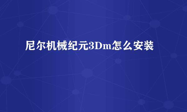 尼尔机械纪元3Dm怎么安装