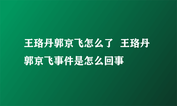 王珞丹郭京飞怎么了  王珞丹郭京飞事件是怎么回事