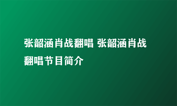 张韶涵肖战翻唱 张韶涵肖战翻唱节目简介