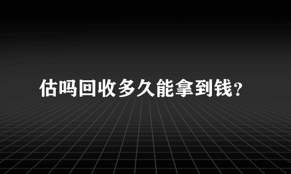 估吗回收多久能拿到钱？