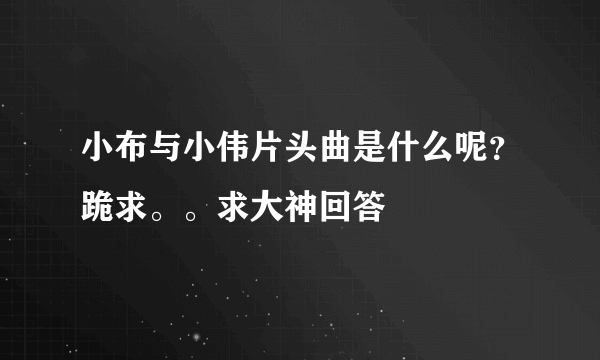 小布与小伟片头曲是什么呢？跪求。。求大神回答