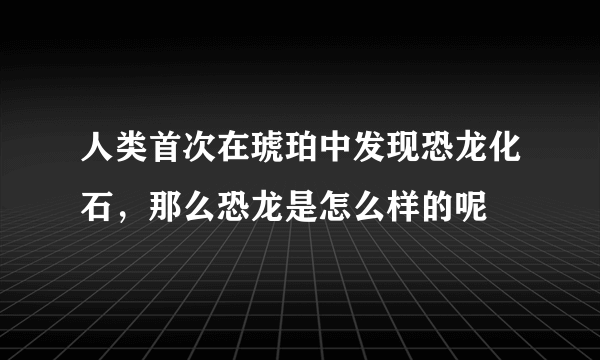 人类首次在琥珀中发现恐龙化石，那么恐龙是怎么样的呢