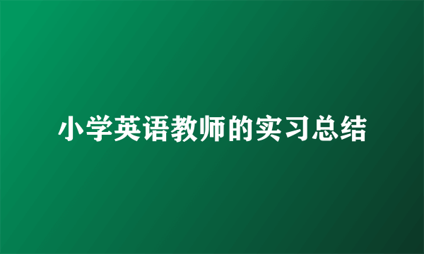 小学英语教师的实习总结