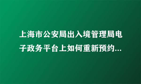 上海市公安局出入境管理局电子政务平台上如何重新预约办理港澳通行证？