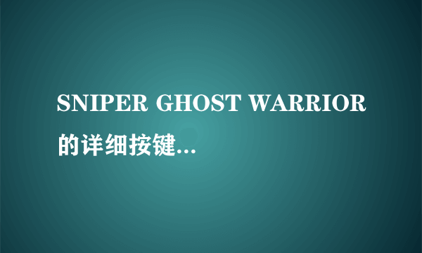 SNIPER GHOST WARRIOR的详细按键有哪些？