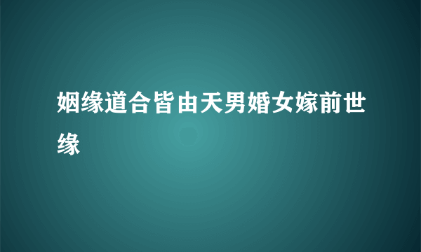 姻缘道合皆由天男婚女嫁前世缘