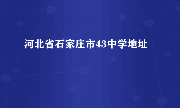 河北省石家庄市43中学地址