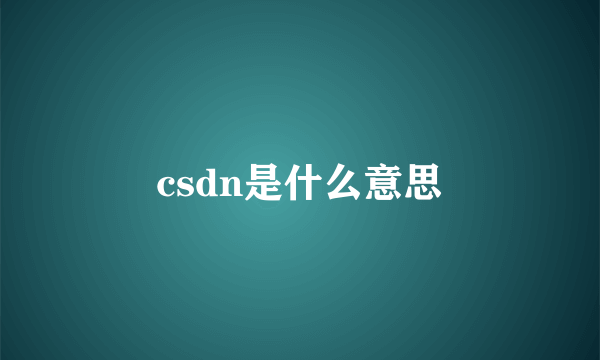 csdn是什么意思