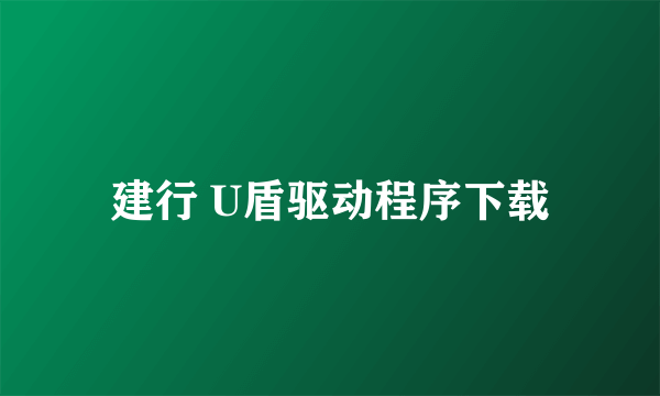 建行 U盾驱动程序下载