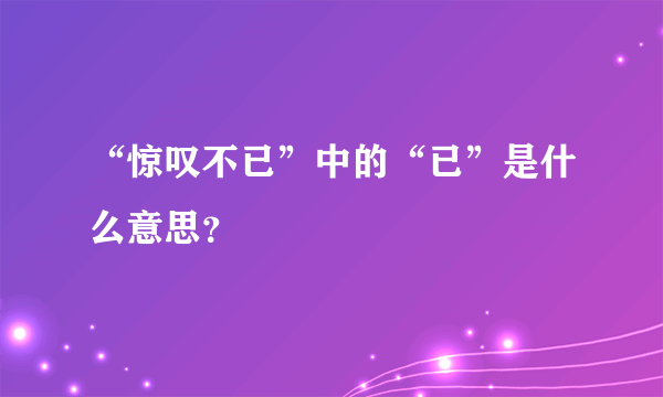 “惊叹不已”中的“已”是什么意思？