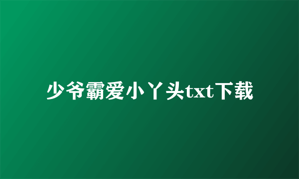 少爷霸爱小丫头txt下载