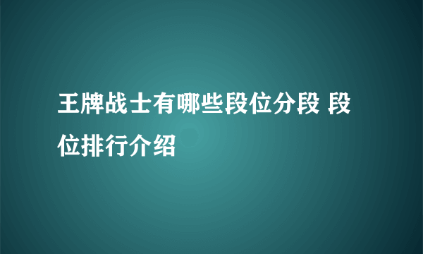 王牌战士有哪些段位分段 段位排行介绍