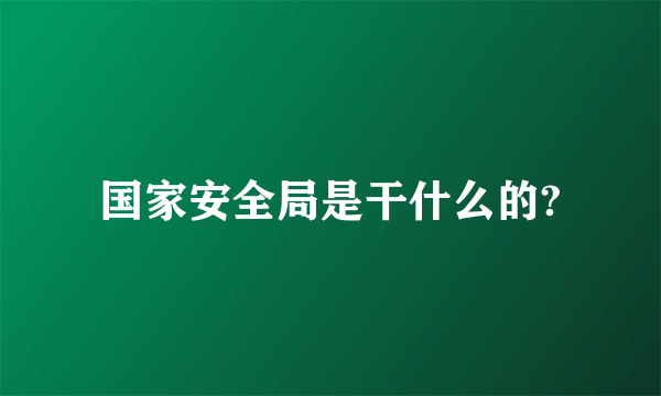 国家安全局是干什么的?