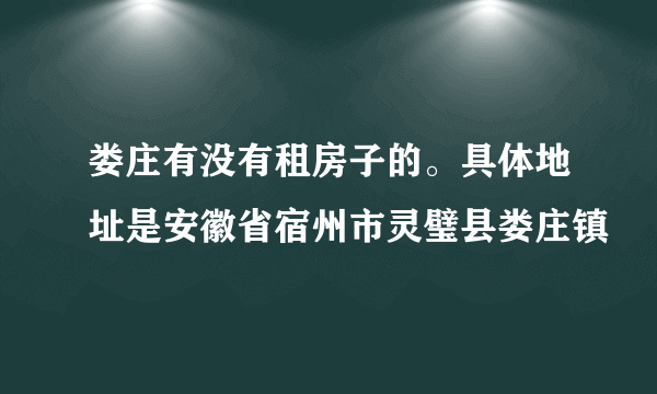 娄庄有没有租房子的。具体地址是安徽省宿州市灵璧县娄庄镇