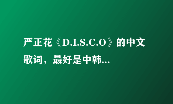 严正花《D.I.S.C.O》的中文歌词，最好是中韩歌词对应的…各位知道的回一下啊…